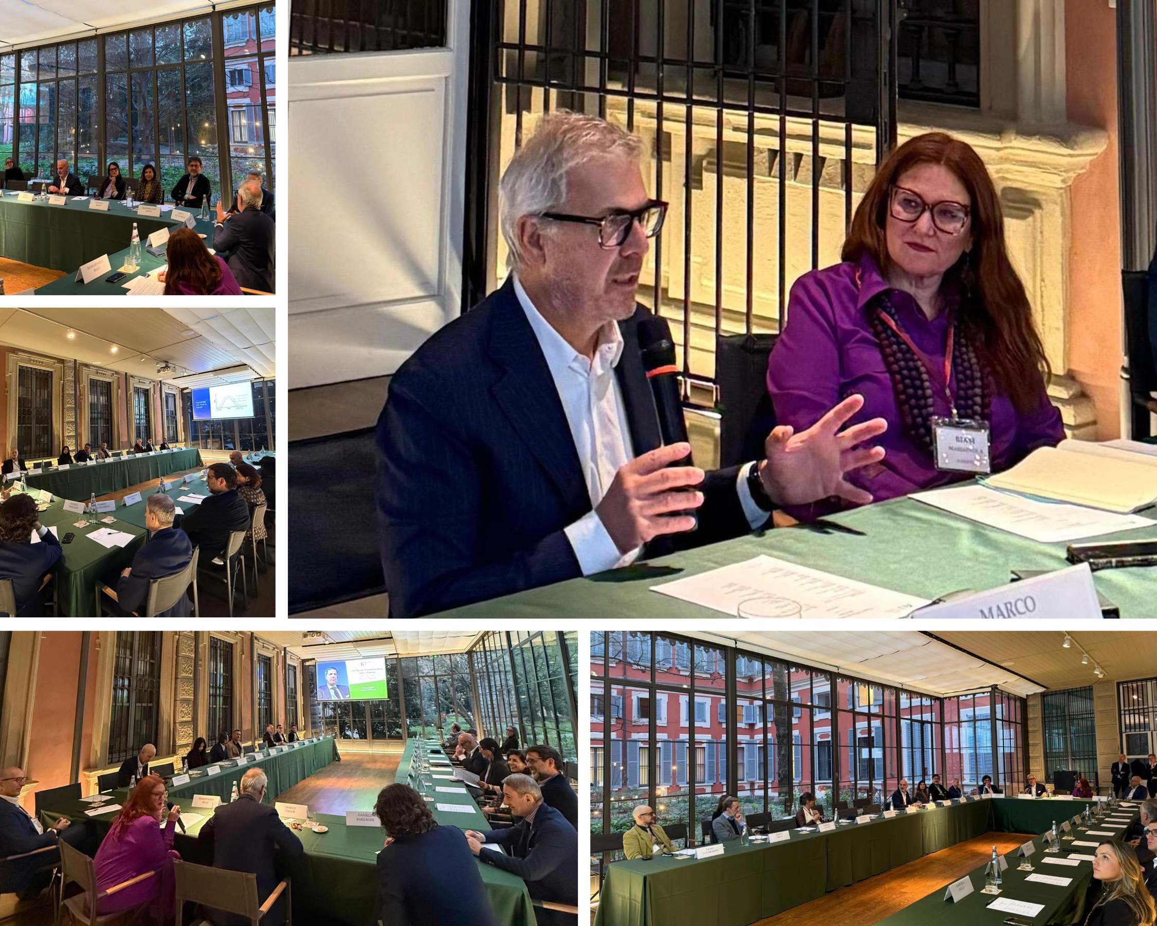 Digital transformation today and tomorrow – K.hub roundtable with Marco Taisch Executive roundtable at a K.hub event where Marco Taisch speaks about digital transformation while managers sit around a conference table and follow the discussion.